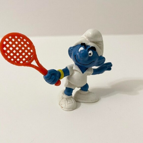 Vintage 1979 Smurfs Tennis Player Smurf with Racket Figurine - Picture 14 of 14